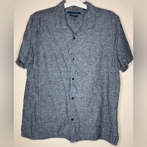 Perry Ellis Linen Blend Short Sleeve Shirt | Gray | Size L